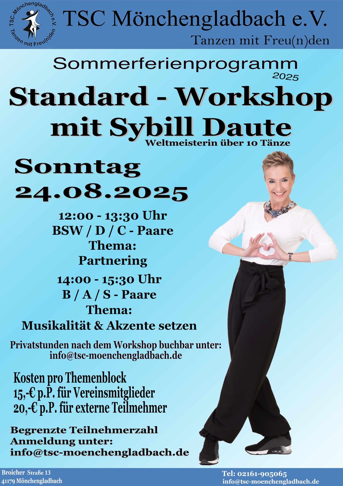 Ferienprogramm im TSC Mönchengladbach - Standard-Workshop mit Sybill Daute