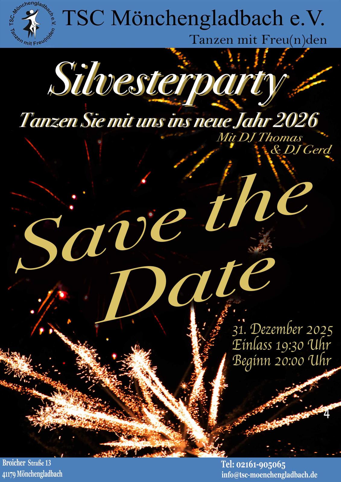 Silvesterparty im TSC - Save des Date