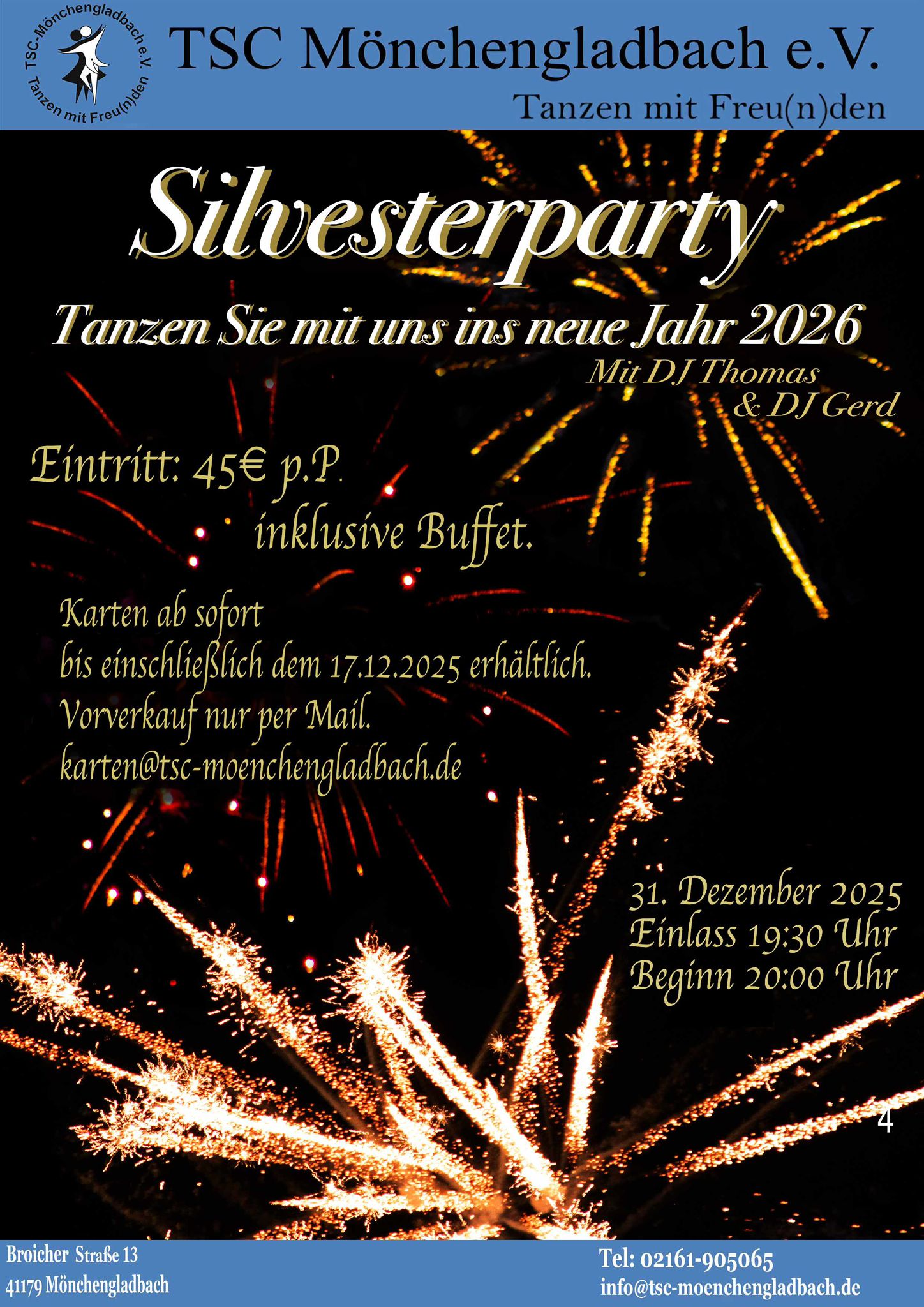 Silvesterparty im TSC  mit den DJs Thomas und Gerd